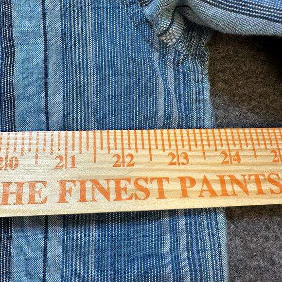 Visitor 100% Linen Men's‎ Casual Shirt L Textured Striped Coastal Beachy Grandpa - Picture 6 of 7